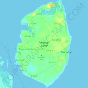 Tandubas Island topographic map, elevation, terrain