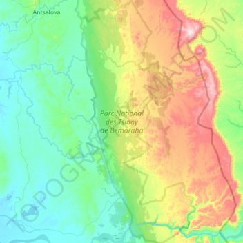 Parc National des Tsingy de Bemaraha topographic map, elevation, terrain