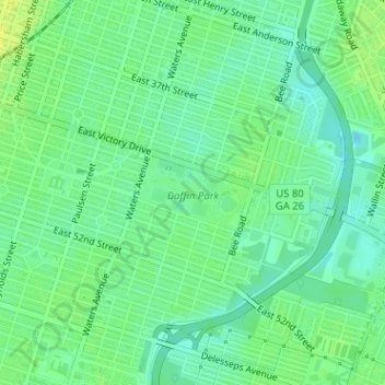 Daffin Park topographic map, elevation, terrain