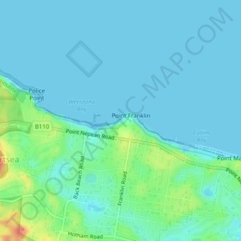 Portsea Front Beach topographic map, elevation, terrain