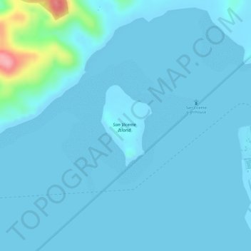 San Vicente Island topographic map, elevation, terrain
