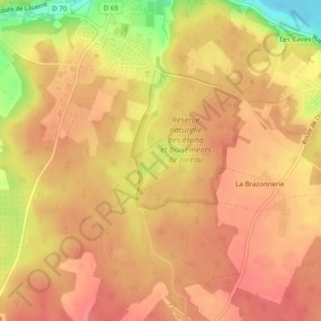 Étang de Joreau topographic map, elevation, terrain