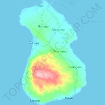 Caluya Island topographic map, elevation, terrain