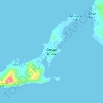 Carogo Island topographic map, elevation, terrain