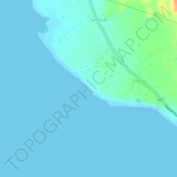 Paliton Beach topographic map, elevation, terrain