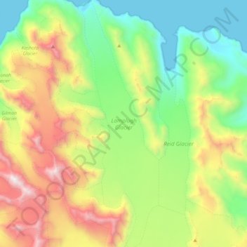 Lamplugh Glacier topographic map, elevation, terrain