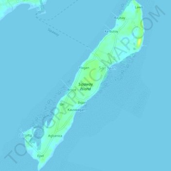 Sipaway Island topographic map, elevation, terrain