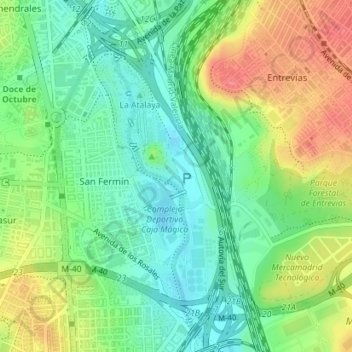 Parque Lineal del Manzanares topographic map, elevation, terrain