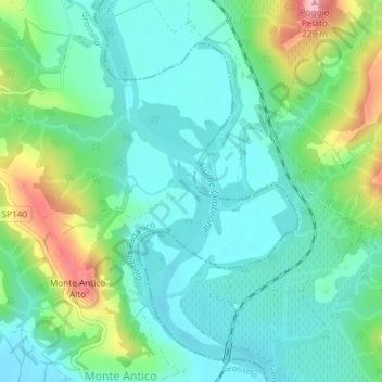 Fiume Ombrone topographic map, elevation, terrain