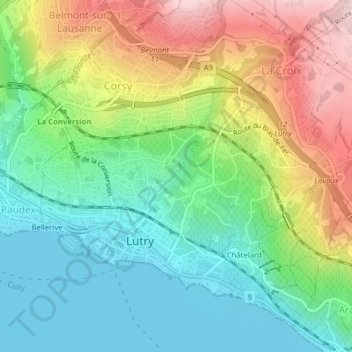 La Lutrive topographic map, elevation, terrain