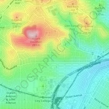 Sunnyside Playground topographic map, elevation, terrain