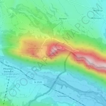 Ruine Falkenstein topographic map, elevation, terrain