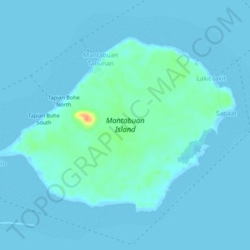 Mantabuan Island topographic map, elevation, terrain