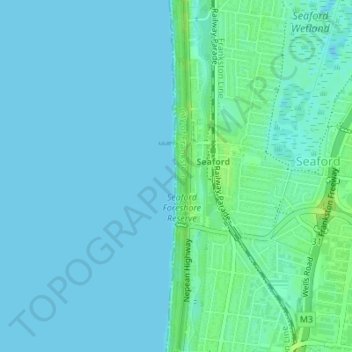 Seaford Beach topographic map, elevation, terrain