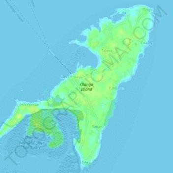 Olango Island topographic map, elevation, terrain