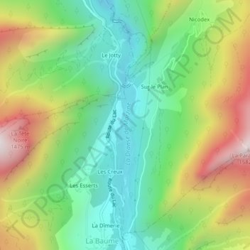 Lac du Jotty topographic map, elevation, terrain