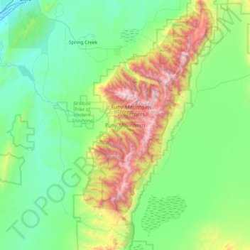 Ruby Mountains topographic map, elevation, terrain