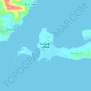 Panobolon Island topographic map, elevation, terrain