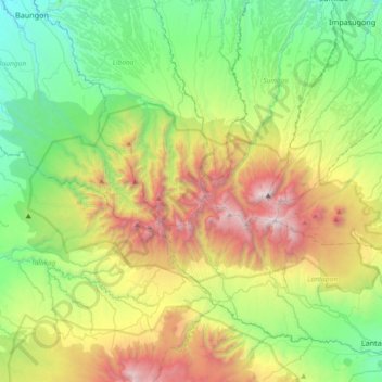 Mount Kitanglad Range Natural Park topographic map, elevation, terrain