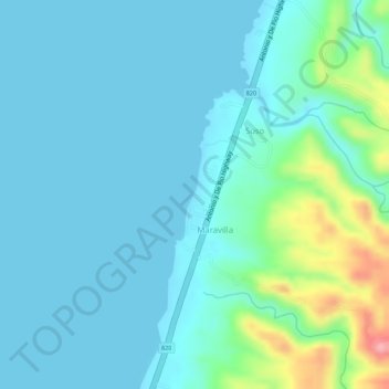 Maravilla Public Beach topographic map, elevation, terrain