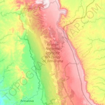 Réserve Naturelle Intégrale des Tsingy de Bemaraha topographic map, elevation, terrain