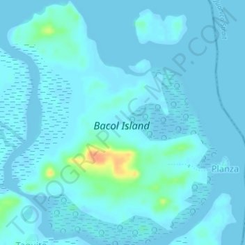 Bacol Island topographic map, elevation, terrain