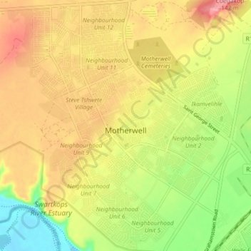 Motherwell topographic map, elevation, terrain