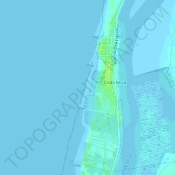 Praia da Costa Nova topographic map, elevation, terrain