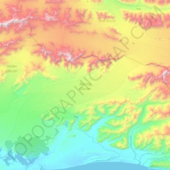 Bering Glacier topographic map, elevation, terrain