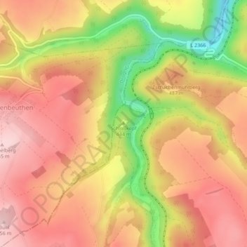 Wysburg topographic map, elevation, terrain