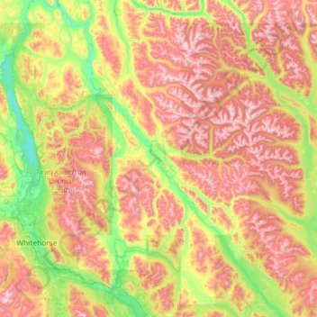 Teslin River topographic map, elevation, terrain