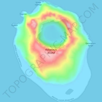 Kasatochi Island topographic map, elevation, terrain