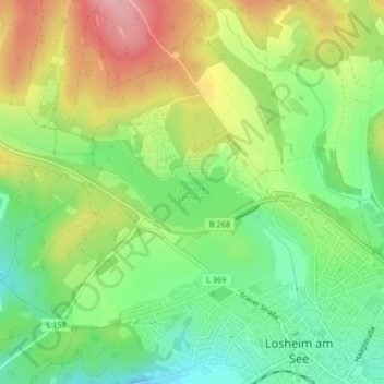 Stausee Losheim topographic map, elevation, terrain