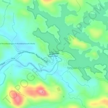 Neyyar Dam topographic map, elevation, terrain