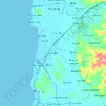 Bacnotan La Union Map Bacnotan Topographic Map, Elevation, Relief