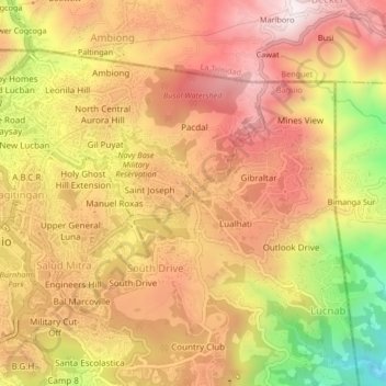 New Lucban Baguio City Map Pacdal Topographic Map, Elevation, Relief