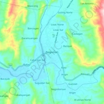 Naguilian La Union Map Naguilian Topographic Map, Elevation, Relief