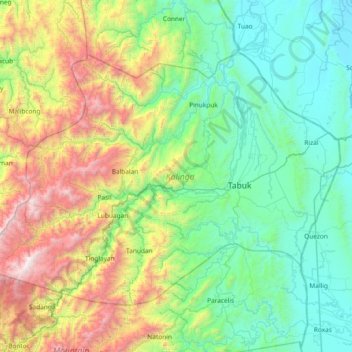 Kalinga topographic map, elevation, relief