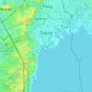 Taguig topographic map, elevation, relief