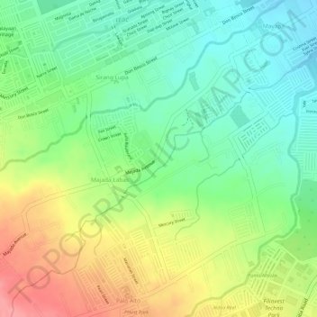 Calamba topographic map, elevation, relief