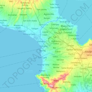 Taal topographic map, elevation, relief