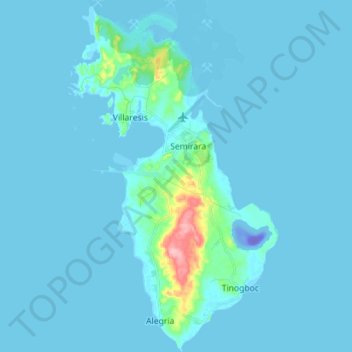 Semirara Island topographic map, elevation, relief