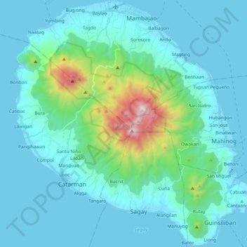 Camiguin Island topographic map, elevation, relief
