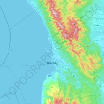 Baybay topographic map, elevation, relief