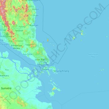 Riau Islands topographic map, elevation, relief