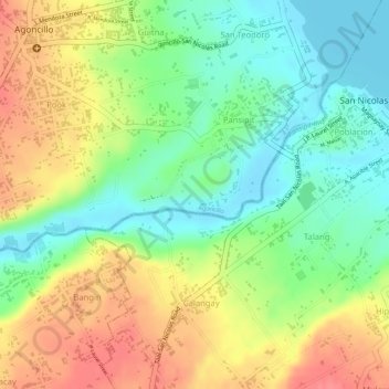 Pansipit River topographic map, elevation, relief